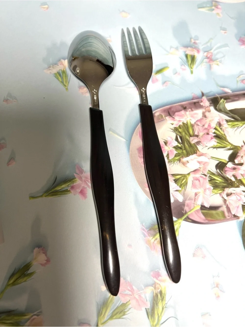 NEW CUTCO STAINLESS STEEL CLASSIC BLACK HANDLE SOUP SPOON & DINING FORK SET